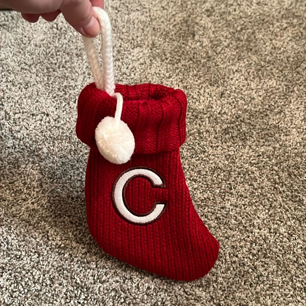 Mini monogram Christmas stocking, "C"